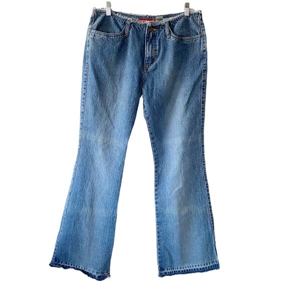Vintage Union Bay Womens Size 11 Frayed Trim Low Rise Y2K Loose Leg Jeans - Picture 1 of 5